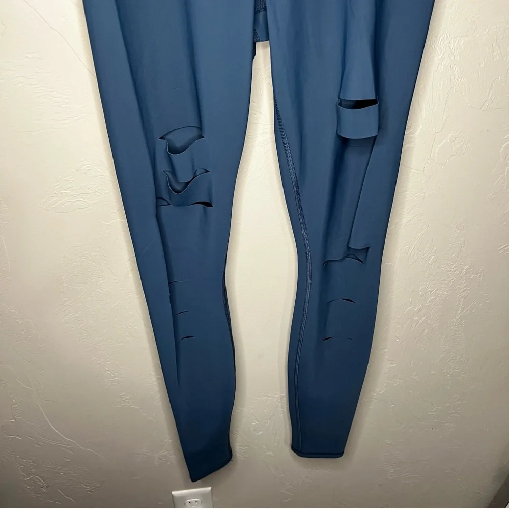 Alo Blue Ripped Warrior High Rise Yoga Leggings‎